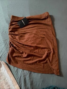 Forever 21 Rust Brown Ruched Midi Skirt